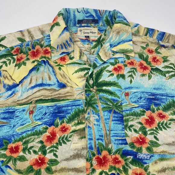 Vintage Tommy Hillfiger XL Hawaiian Short Sleeve Button Down Shirt - Picture 1 of 4